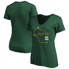 Fanatics Green Bay Packers Women's Team Iconic Script State V-Neck T-Shirt Green