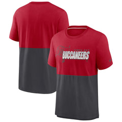 Nike Tampa Bay Buccaneers Fan Gear Colorblock Tri-Blend T-Shirt Red/Pewter