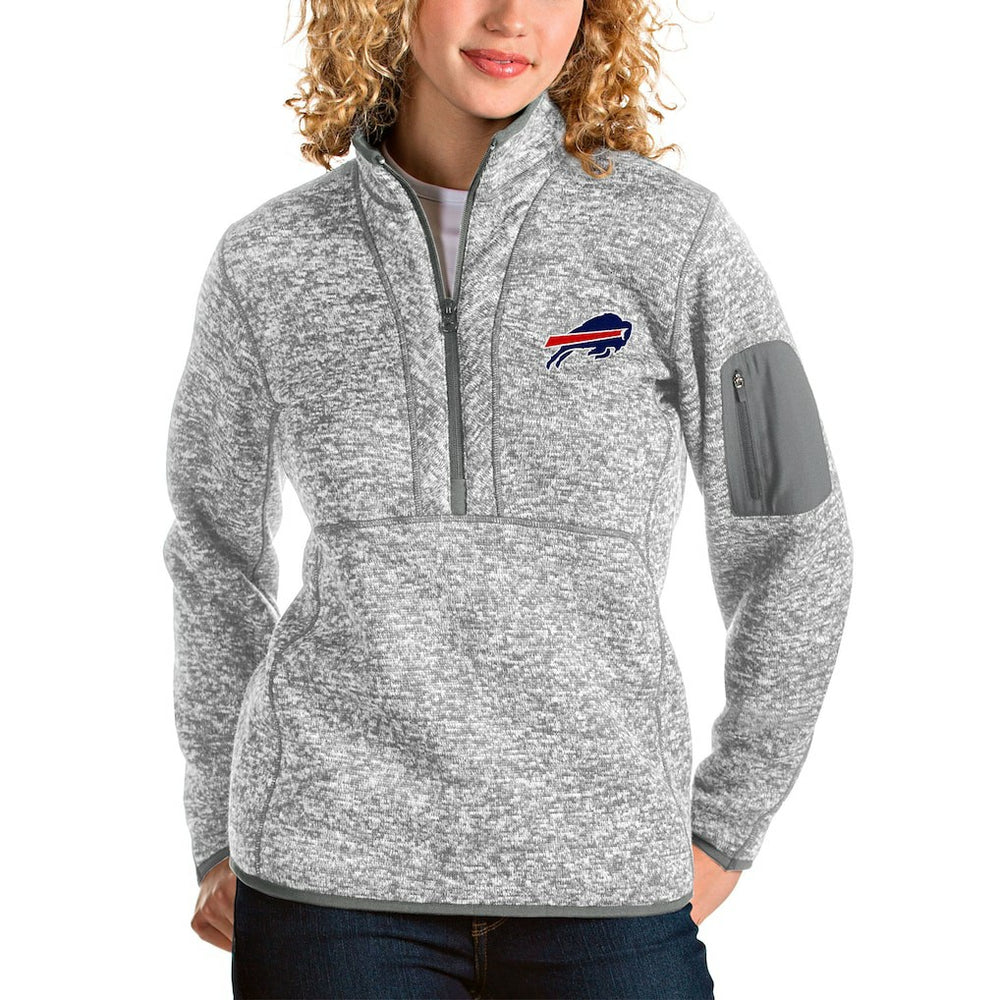 Buffalo Bills Antigua Women's Fortune Half-Zip Pullover Jacket Gray