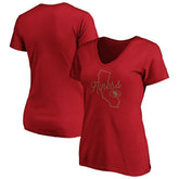 Fanatics San Francisco 49ers Women's Iconic Script State V-Neck T-Shirt Scarlet