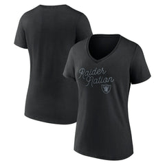 Fanatics Las Vegas Raiders Women's Iconic Script State V-Neck T-Shirt Black