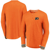 Philadelphia Flyers Fanatics True Classics Henley Long Sleeve T-Shirt - Heathered Orange - NHL 3747618