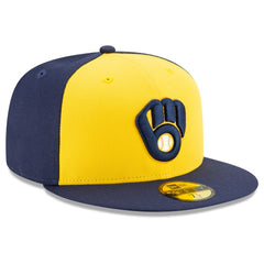 Milwaukee Brewers New Era Alternate Authentic Collection On-Field 59FIFTY Fitted Hat - Navy/Yellow - New Era Online