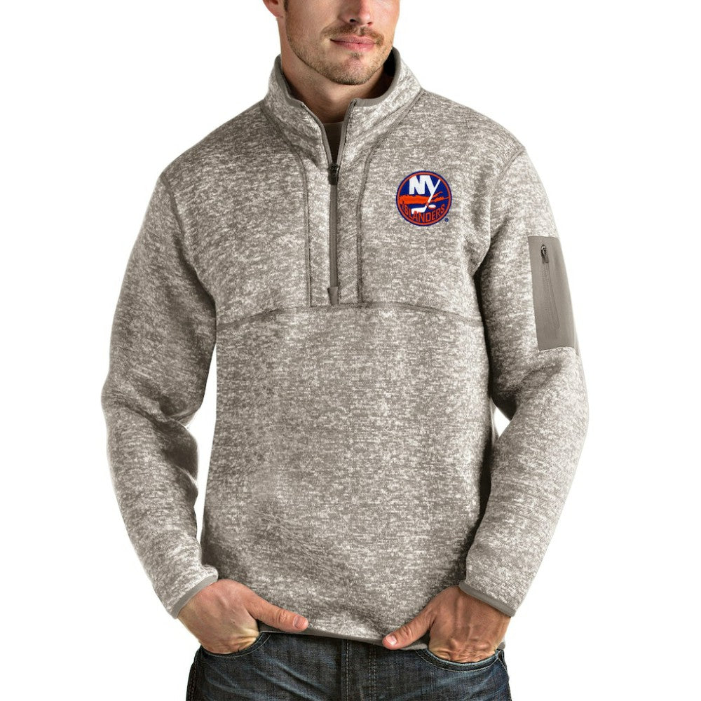 New York Islanders Antigua Fortune Half-Zip Pullover Jacket - Oatmeal - NHL 3751487