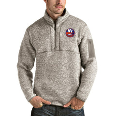 New York Islanders Antigua Fortune Half-Zip Pullover Jacket - Oatmeal - NHL 3751487