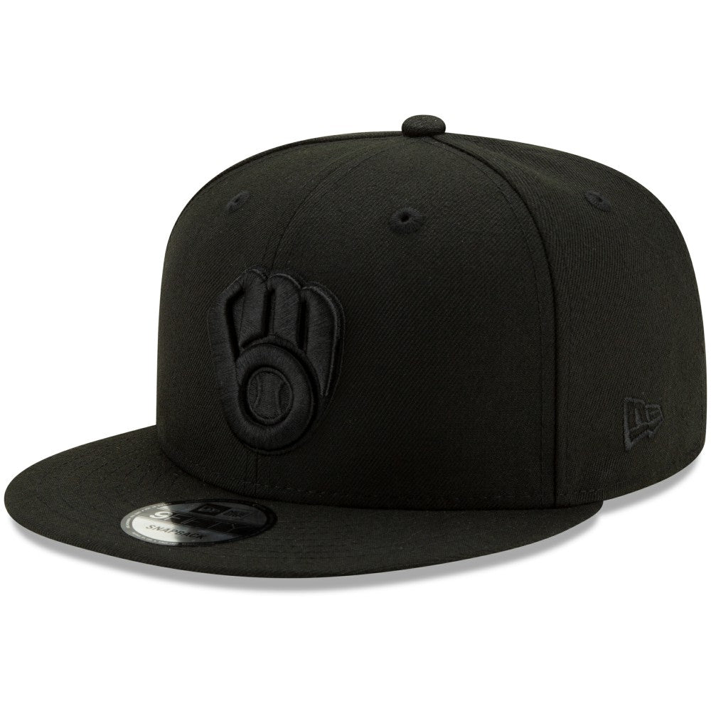 Milwaukee Brewers New Era Black on Black 9FIFTY Snapback Adjustable Hat - Black - New Era Online