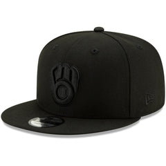 Milwaukee Brewers New Era Black on Black 9FIFTY Snapback Adjustable Hat - Black - New Era Online