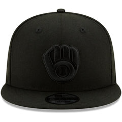 Milwaukee Brewers New Era Black on Black 9FIFTY Snapback Adjustable Hat - Black - New Era Online