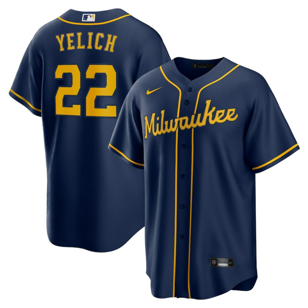Christian Yelich Milwaukee Brewers Nike Alternate 2 Replica Jersey - Navy - Nike on Sale