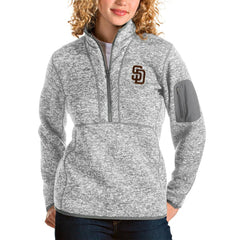 San Diego Padres Antigua Women's Fortune Half-Zip Pullover Jacket - Heather Gray - MLB Online