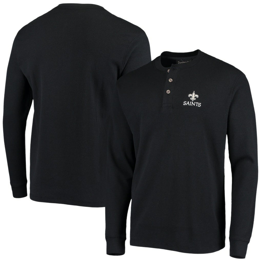New Orleans Saints Dunbrooke Logo Maverick Thermal Henley Long Sleeve T-Shirt Black