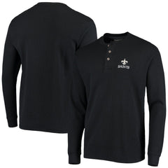 New Orleans Saints Dunbrooke Logo Maverick Thermal Henley Long Sleeve T-Shirt Black