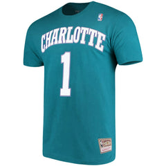 Muggsy Bogues Charlotte Hornets Hardwood Classics Name & Number Player T-Shirt Teal | Mitchell & Ness