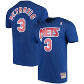 Drazen Petrovic Brooklyn Nets Hardwood Classics Name & Number Player T-Shirt Royal | Mitchell & Ness Lifestyle