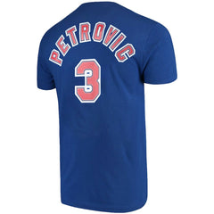 Drazen Petrovic Brooklyn Nets Hardwood Classics Name & Number Player T-Shirt Royal | Mitchell & Ness Lifestyle