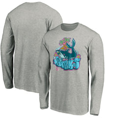 San Jose Sharks Graffiti Shark Long Sleeve T-Shirt - Heather Gray - NHL 3800094