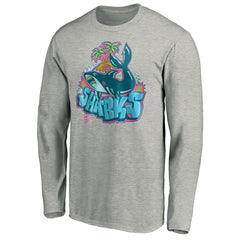 San Jose Sharks Graffiti Shark Long Sleeve T-Shirt - Heather Gray - NHL 3800094