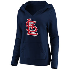St. Louis Cardinals Fanatics Women's Official Logo Crossover V-Neck Pullover Hoodie - Navy - Fanatics on Sale