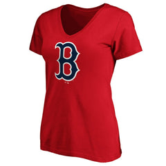 Boston Red Sox Fanatics Women's Core Official Logo V-Neck T-Shirt - Red - Fanatics Discount