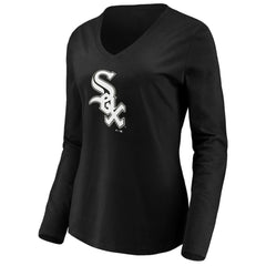 Chicago White Sox Fanatics Women's Official Logo Long Sleeve V-Neck T-Shirt - Black - Fanatics Online