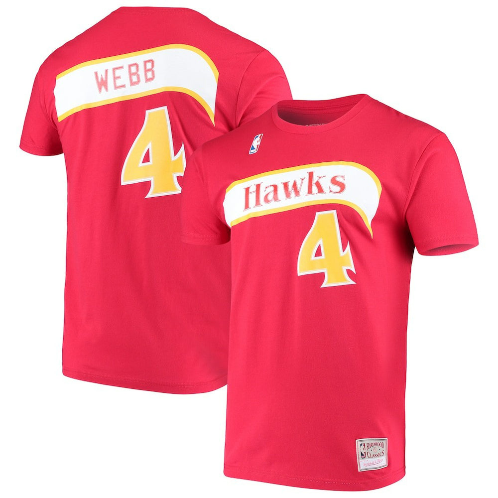 Spud Webb Atlanta Hawks Hardwood Classics Name & Number T-Shirt Red | Mitchell & Ness for sale
