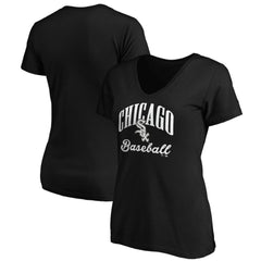 Chicago White Sox Fanatics Women's Victory Script V-Neck T-Shirt - Black - Fanatics Lifestyle