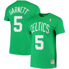 Kevin Garnett Boston Celtics Hardwood Classics Stitch Name & Number T-Shirt Kelly Green | Mitchell & Ness US