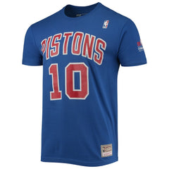 Dennis Rodman Detroit Pistons Hardwood Classics Stitch Name & Number T-Shirt for sale Blue | Mitchell & Ness online