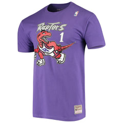 Tracy McGrady Toronto Raptors Hardwood Classics Stitch Name & Number T-Shirt Purple | Mitchell & Ness