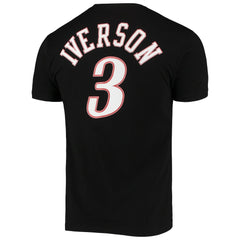 Allen Iverson Philadelphia 76ers Hardwood Classics Stitch Name & Number T-Shirt for sale Black | Mitchell & Ness for sale