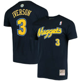 Allen Iverson Denver Nuggets Hardwood Classics Stitch Name & Number T-Shirt for sale Navy | Mitchell & Ness Near Me