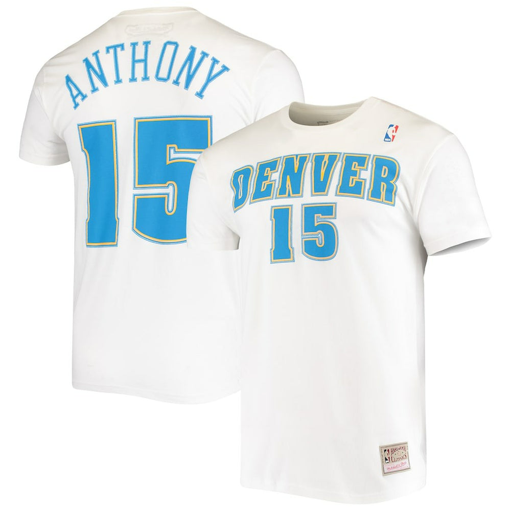 Carmelo Anthony Denver Nuggets Hardwood Classics Stitch Name & Number T-Shirt White | Mitchell & Ness online