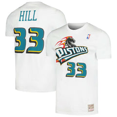 Grant Hill Detroit Pistons Hardwood Classics Stitch Name & Number T-Shirt for sale White | Mitchell & Ness Near Me