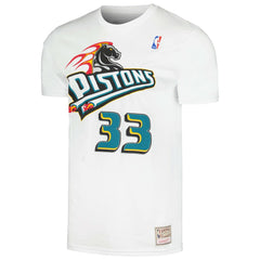 Grant Hill Detroit Pistons Hardwood Classics Stitch Name & Number T-Shirt for sale White | Mitchell & Ness Near Me