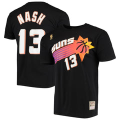 Steve Nash Phoenix Suns Hardwood Classics Stitch Name & Number T-Shirt Black | Mitchell & Ness Lifestyle