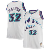 Karl Malone Utah Jazz 1996/97 Big & Tall Hardwood Classics Swingman Jersey White | Mitchell & Ness US