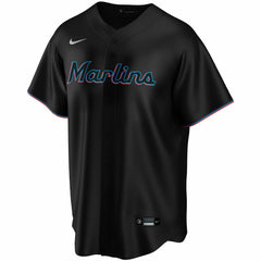 Miami Marlins Nike Alternate Replica Custom Jersey - Black - Nike Discount