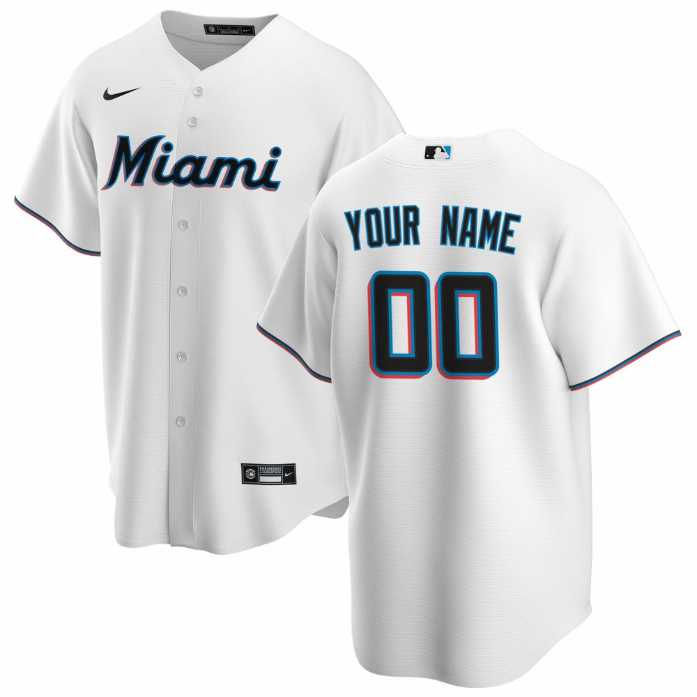 Miami Marlins Nike Home Replica Custom Jersey - White - Nike Lifestyle
