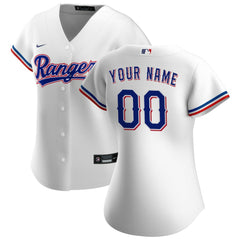 Texas Rangers Nike Women's Home Replica Custom Jersey - White - Nike Discount