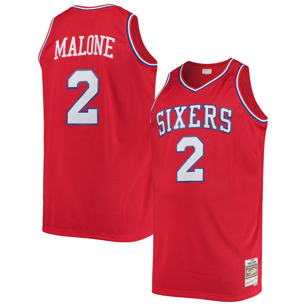 Moses Malone Philadelphia 76ers 1982/83 Big & Tall Hardwood Classics Swingman Jersey Red | Mitchell & Ness US