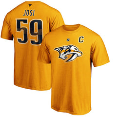 Roman Josi Nashville Predators Fanatics Authentic Stack Player Name & Number T-Shirt - Gold - NHL 3822540
