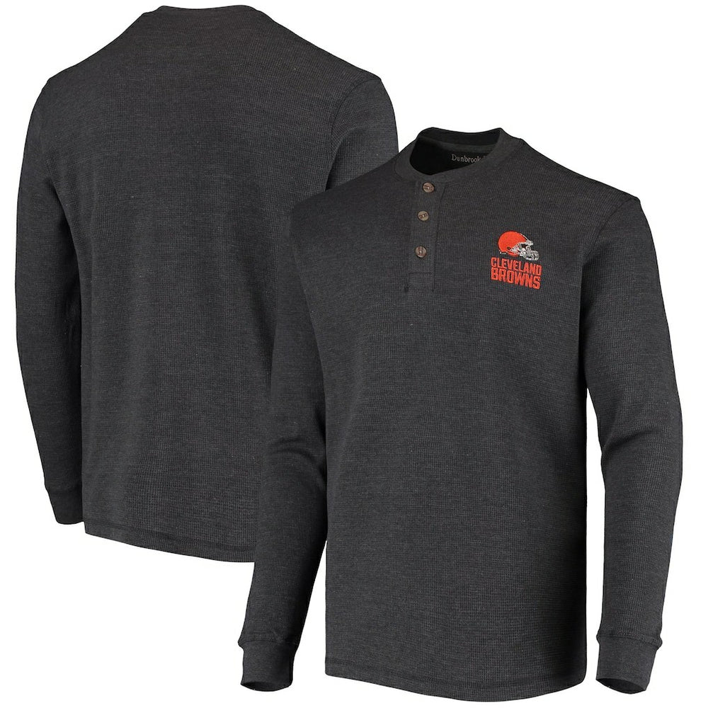 Cleveland Browns Dunbrooke Logo Maverick Thermal Henley Long Sleeve T-Shirt Charcoal