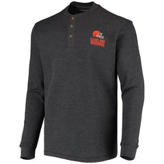 Cleveland Browns Dunbrooke Logo Maverick Thermal Henley Long Sleeve T-Shirt Charcoal