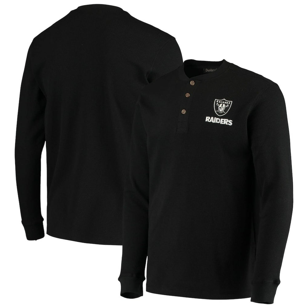 Las Vegas Raiders Dunbrooke Logo Maverick Thermal Henley Long Sleeve T-Shirt Black