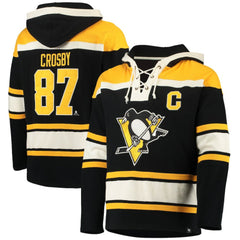 Sidney Crosby Pittsburgh Penguins '47 Player Name & Number Lacer Pullover Hoodie - Black - NHL 3848274