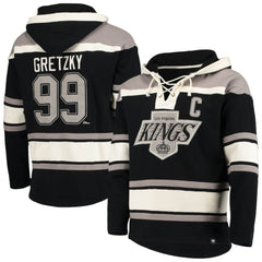Wayne Gretzky Los Angeles Kings '47 Retired Player Name & Number Lacer Pullover Hoodie - Black - NHL 3848803