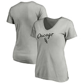 Chicago White Sox Fanatics Women's Team Logo Lockup V-Neck T-Shirt - Heathered Gray - Fanatics Sale