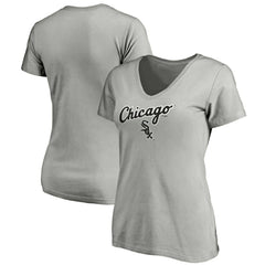 Chicago White Sox Fanatics Women's Team Logo Lockup V-Neck T-Shirt - Heathered Gray - Fanatics Sale