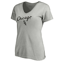 Chicago White Sox Fanatics Women's Team Logo Lockup V-Neck T-Shirt - Heathered Gray - Fanatics Sale
