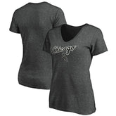Chicago White Sox Fanatics Women's Team Logo Lockup V-Neck T-Shirt - Heathered Charcoal - Fanatics Lifestyle